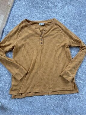 Sonoma Waffle Knit Henley in Mustard